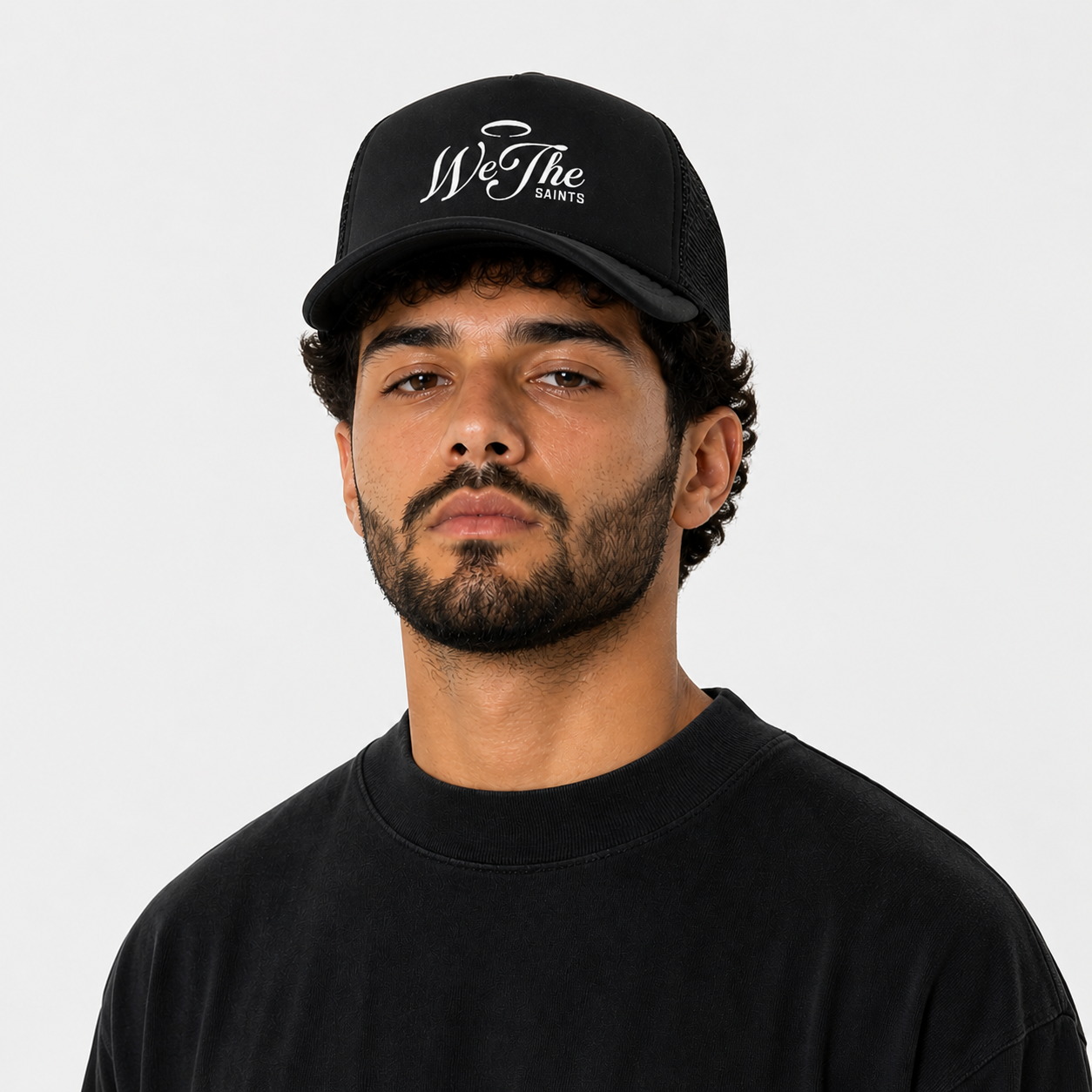 We The Saints Black Trucker Hat