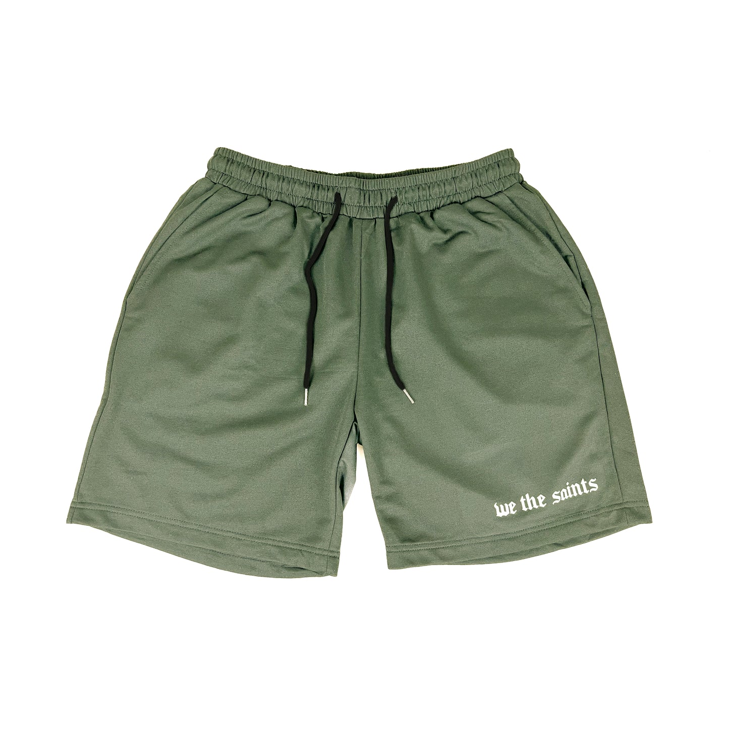 We the Saints Military Green Active Shorts